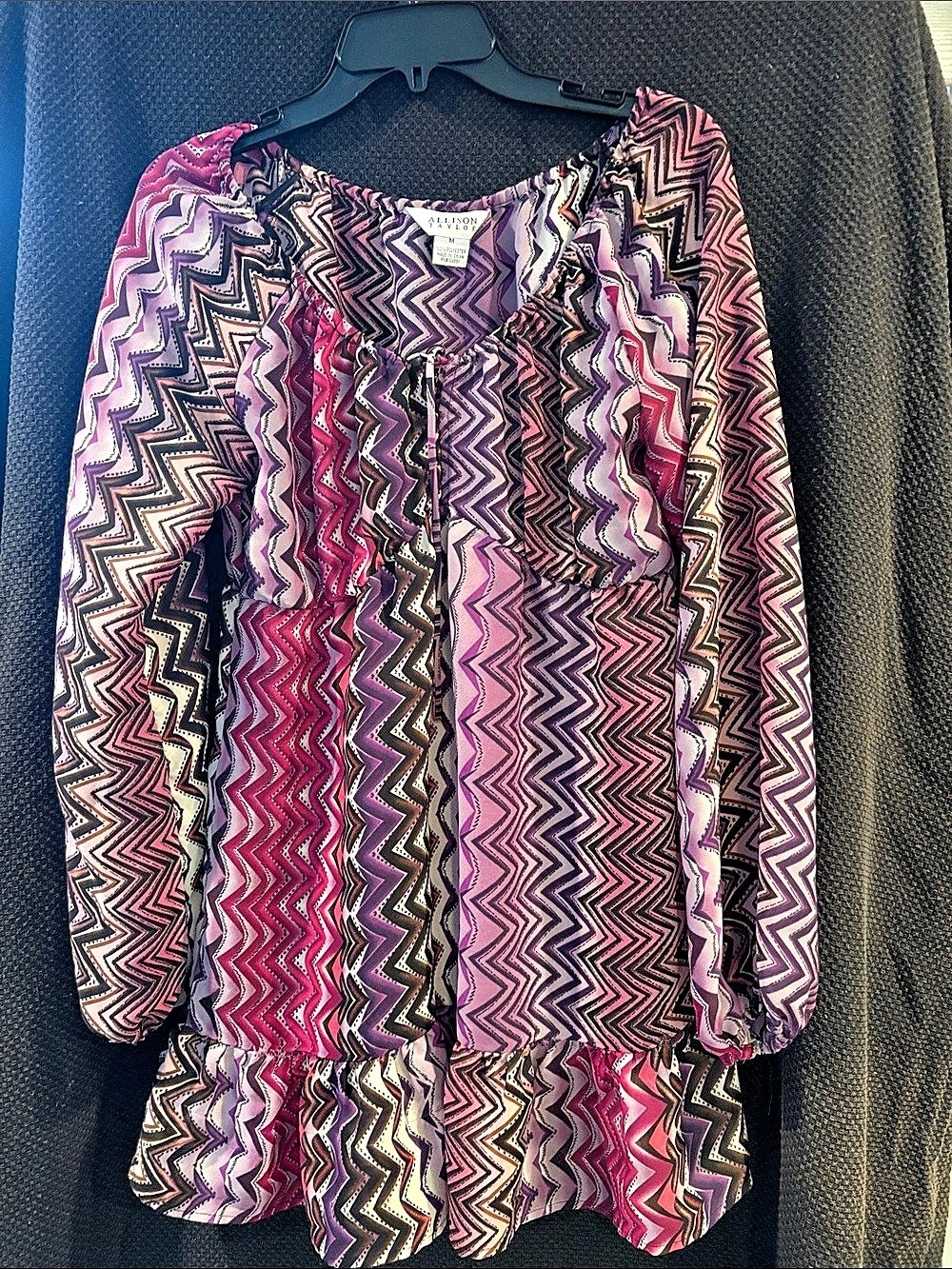 Allison Taylor Geometric Blouse in Purple & Pink Size Medium